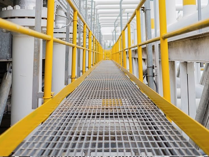 Walkway industri dengan railing pengaman